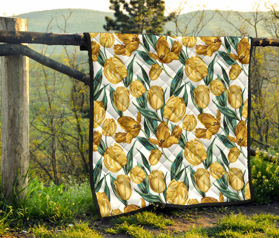 Yellow Tulips Pattern Premium Quilt