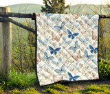 Blue Butterfly Pattern Premium Quilt