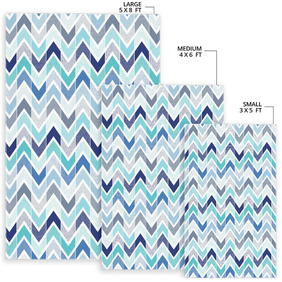 Zigzag  Chevron Blue Pattern Area Rug