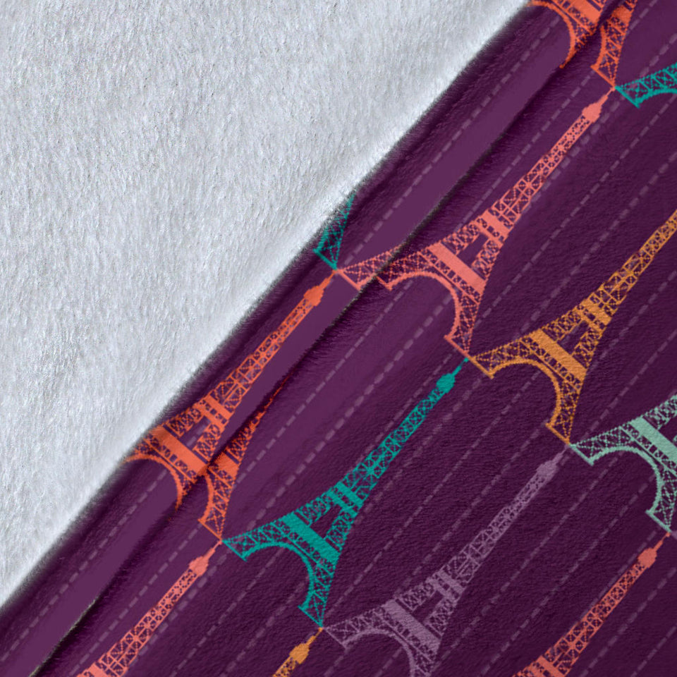 Eiffel Tower Pattern Print Design 05 Premium Blanket