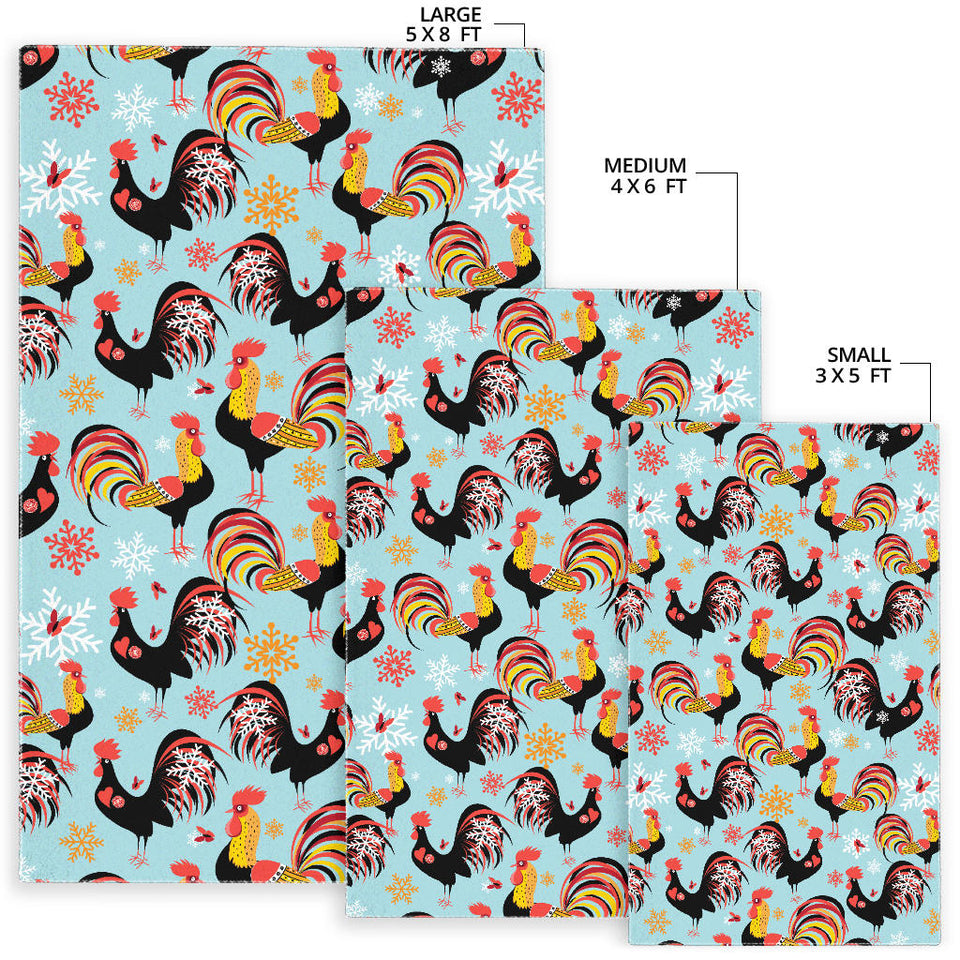 Rooster Chicken Cock Snowfalke Area Rug