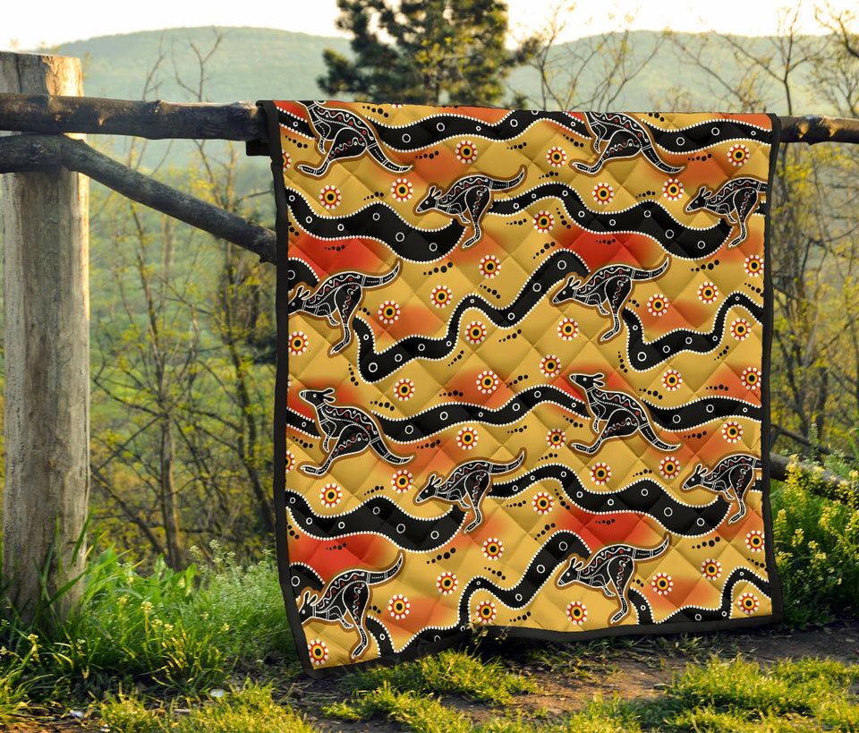 Kangaroo Australian Aboriginal Art Pattern Premium Quilt