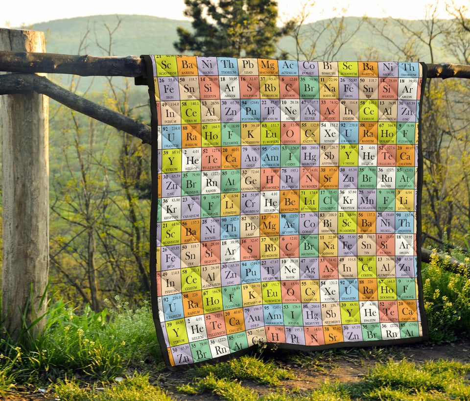 Chemistry Periodic Table Pattern Print Design 01 Premium Quilt