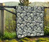 Sugar Skull Black White Pattern Premium Quilt