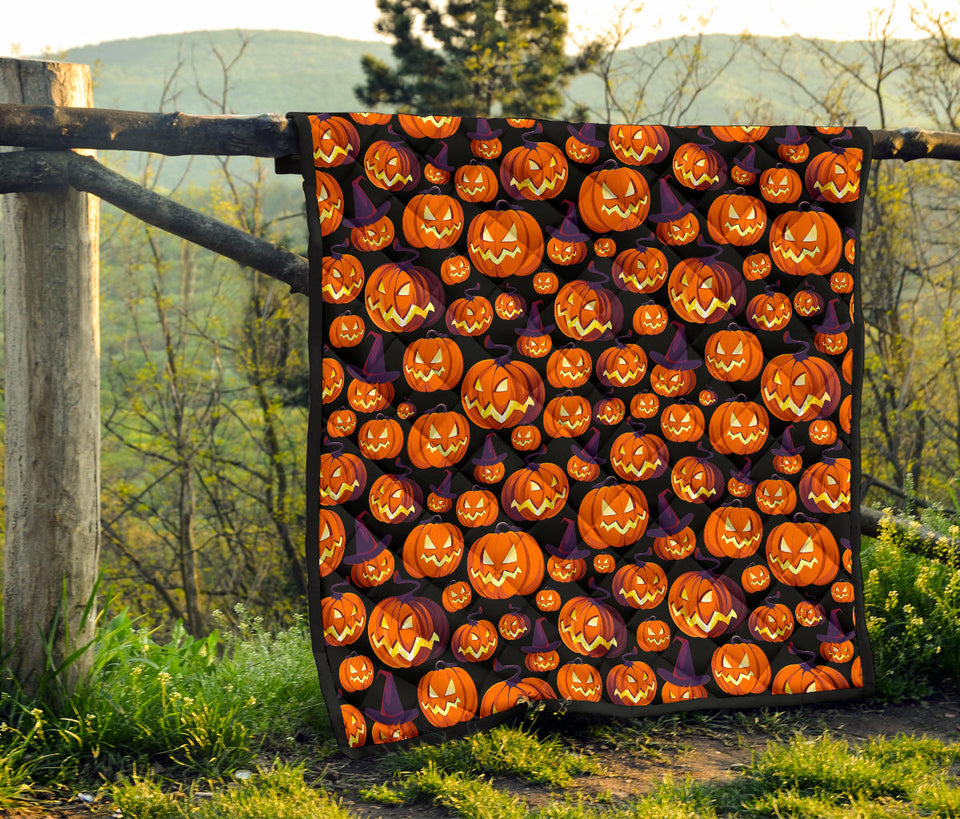 Halloween Pumpkin Pattern Premium Quilt