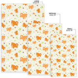 Cute Brown Pomeranian Paw Leave Bone Pattern Area Rug