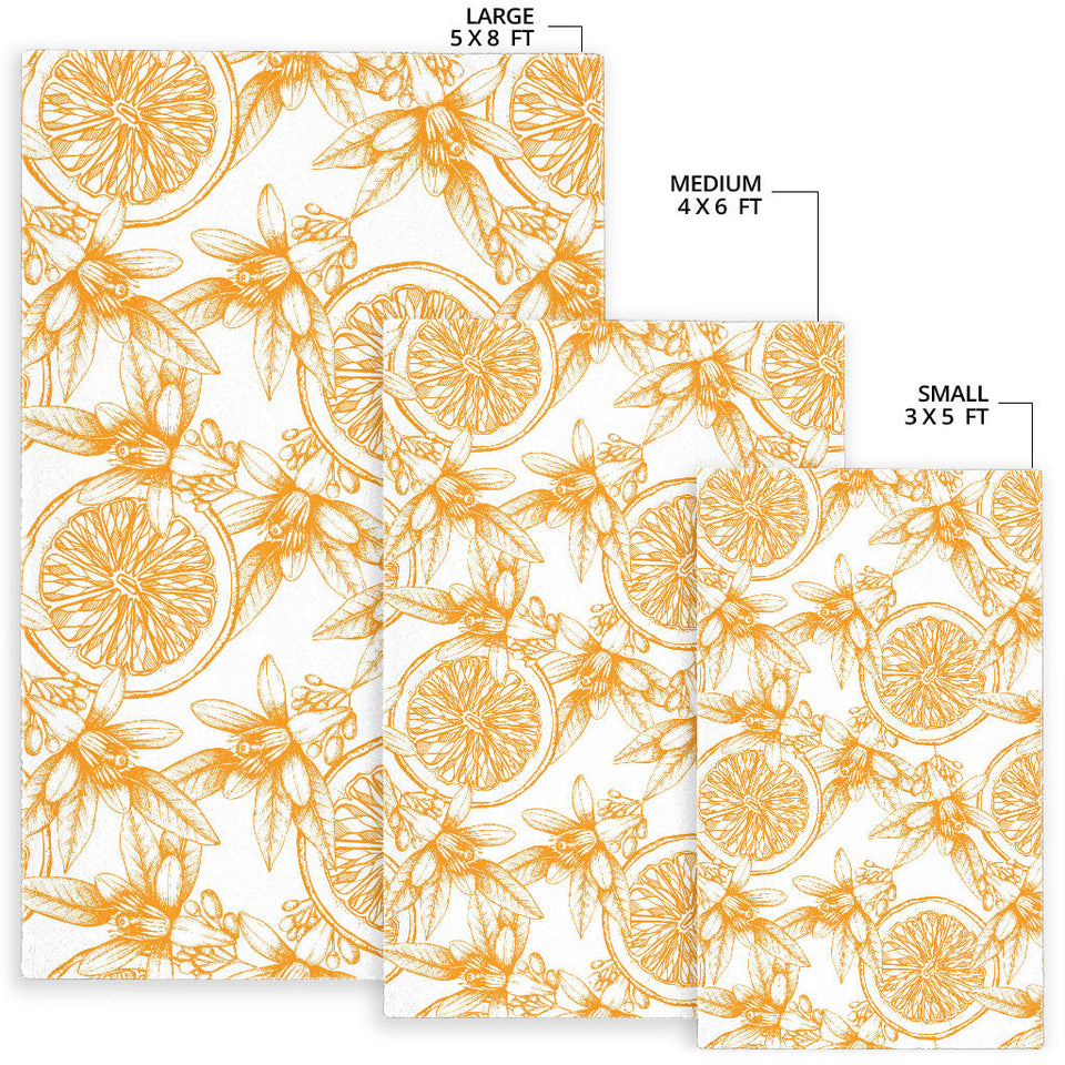Hand Drawn Orange Fruit Pattern Area Rug