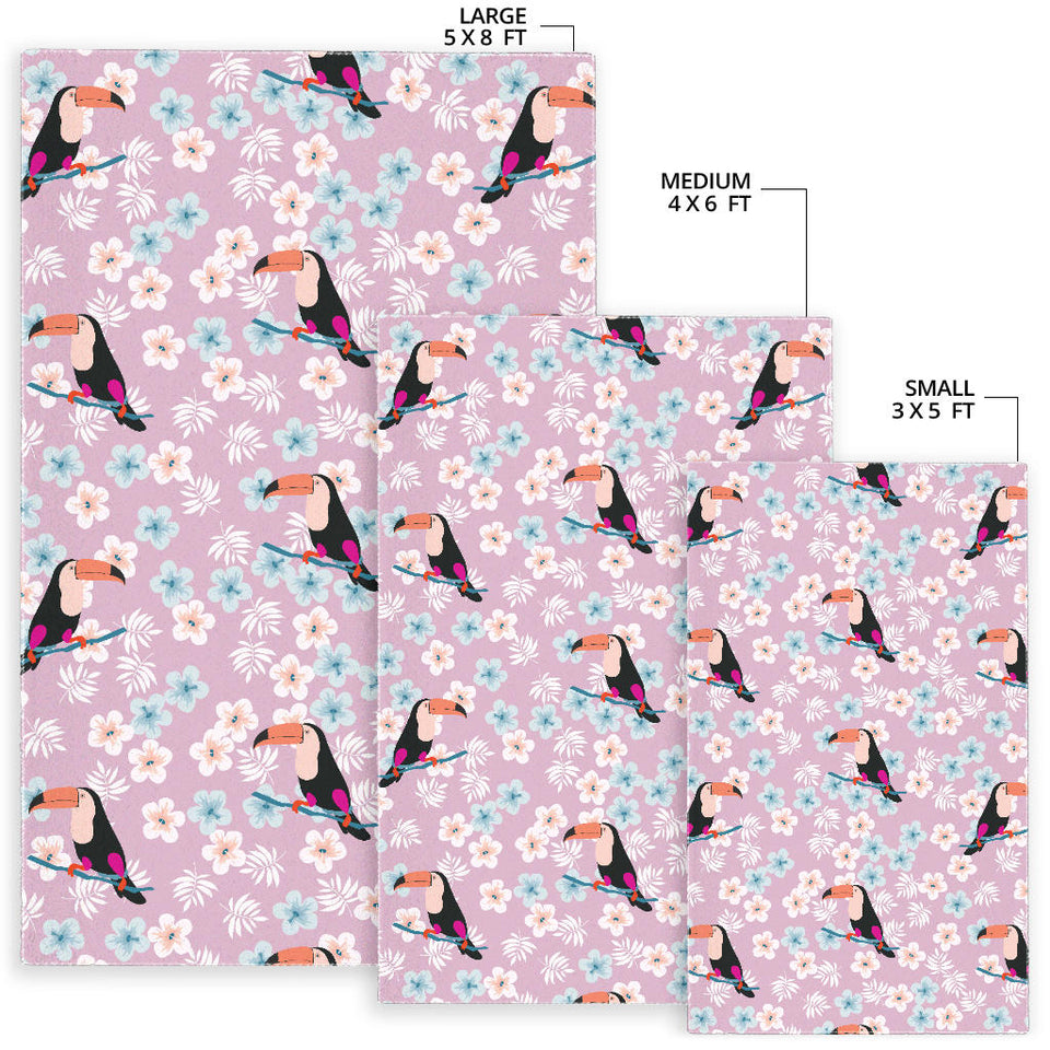 Beautiful Toucan Flower Leaves Area Rug
