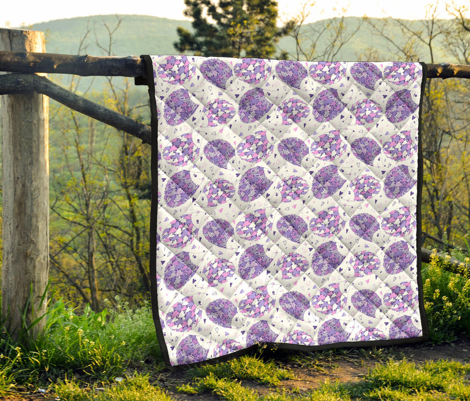 Hedgehog Pattern Print Design 05 Premium Quilt