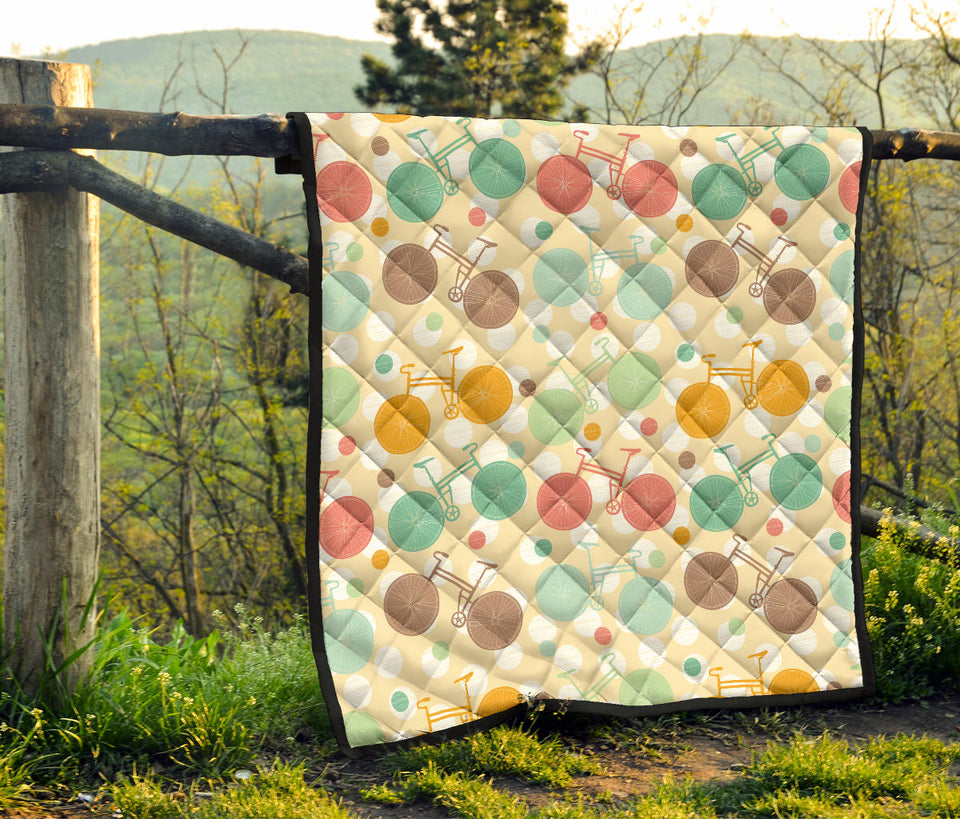 Bicycle Pattern Print Design 01 Premium Quilt