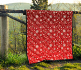 Snowflake Pattern Red Background Premium Quilt
