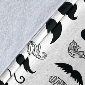 Mustache Beard Pattern Print Design 04 Premium Blanket