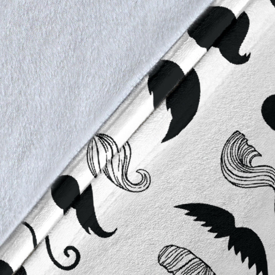Mustache Beard Pattern Print Design 04 Premium Blanket
