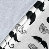 Mustache Beard Pattern Print Design 04 Premium Blanket