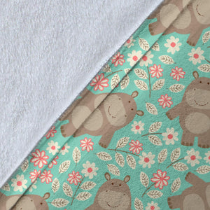 Hippopotamus Pattern Print Design 02 Premium Blanket