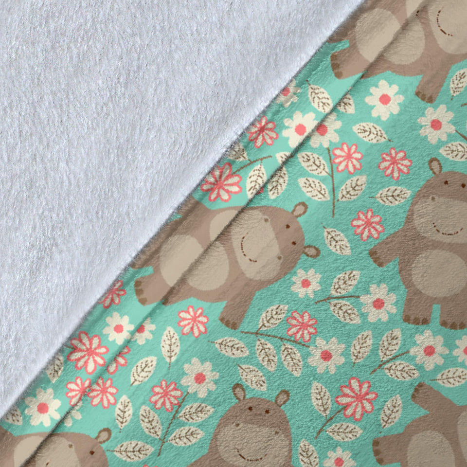 Hippopotamus Pattern Print Design 02 Premium Blanket