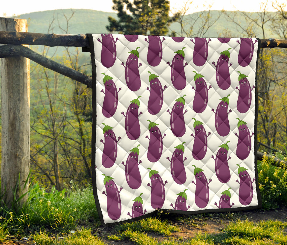 Eggplant Pattern Print Design 01 Premium Quilt