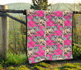 Chameleon Lizard Pattern Pink Background Premium Quilt
