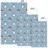 Cute Penguin Christmas Snow Pattern Area Rug