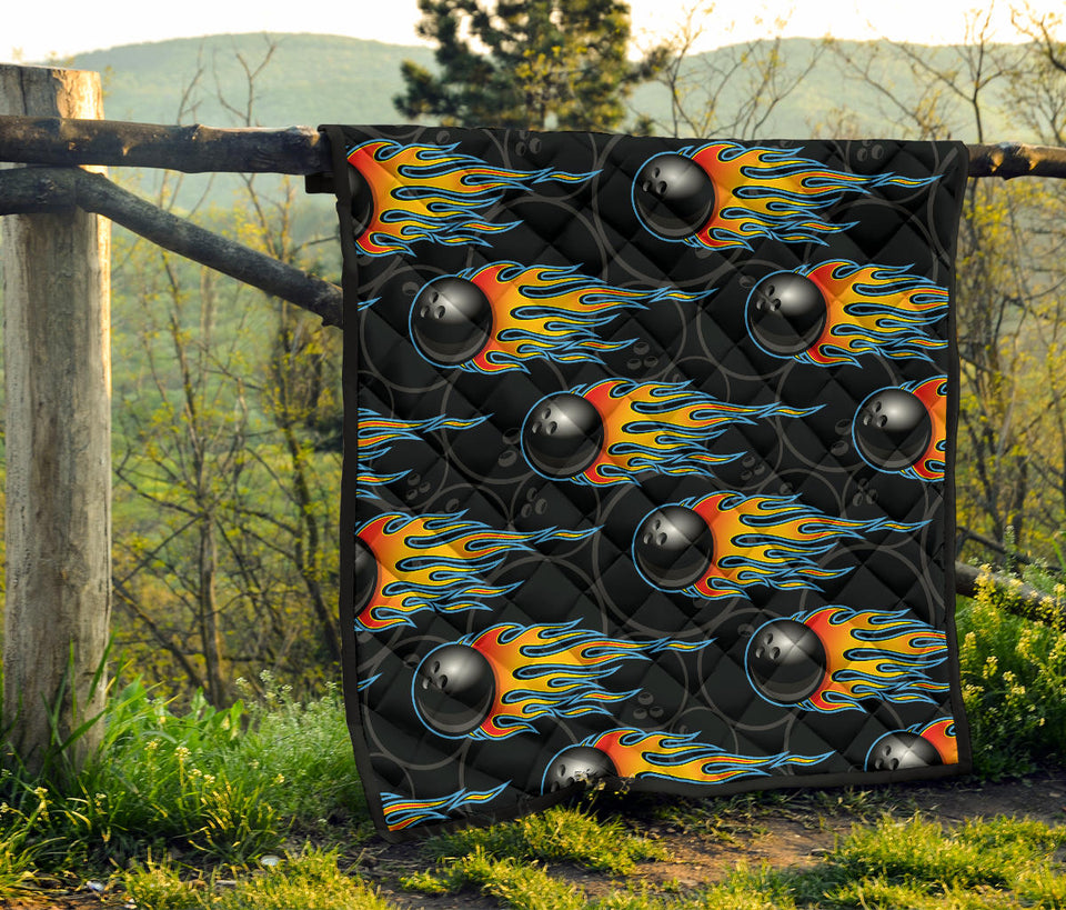 Bowling Balls Flame Pattern Premium Quilt