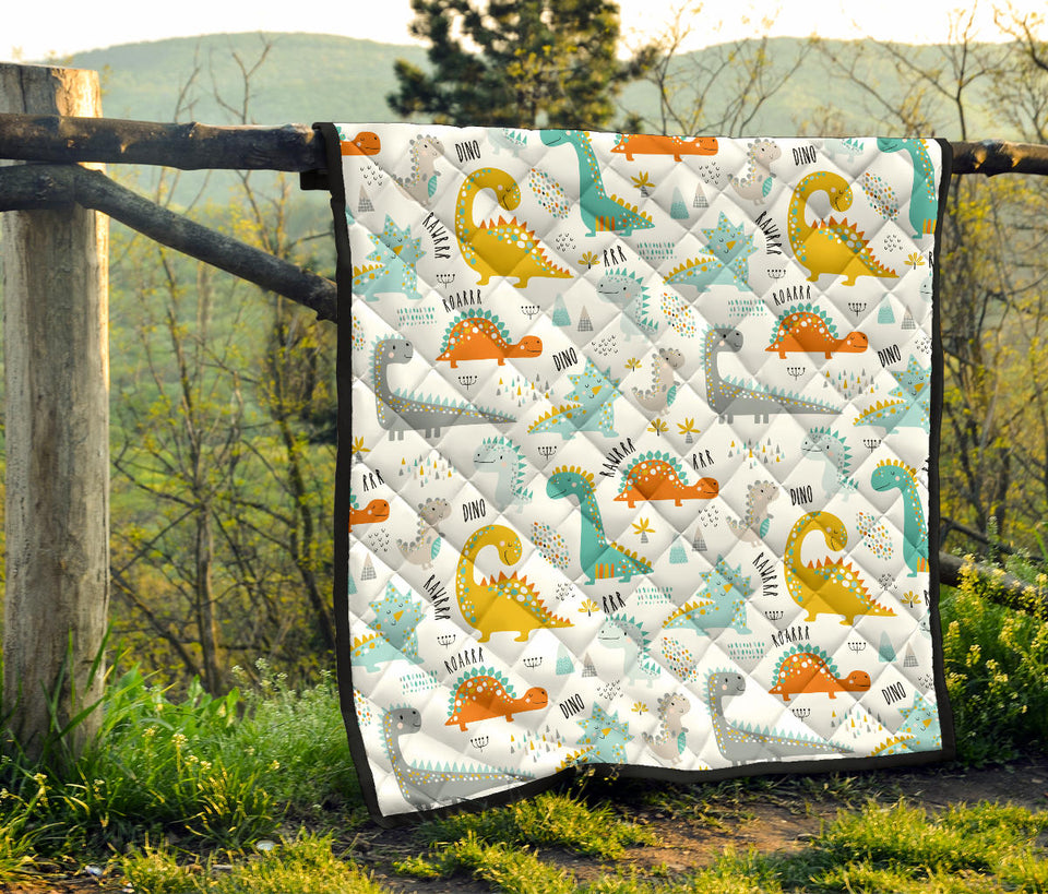 Cute Funny Kids Dinosaurs Pattern Premium Quilt