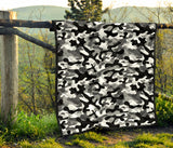 Black White Camo Camouflage Pattern Premium Quilt