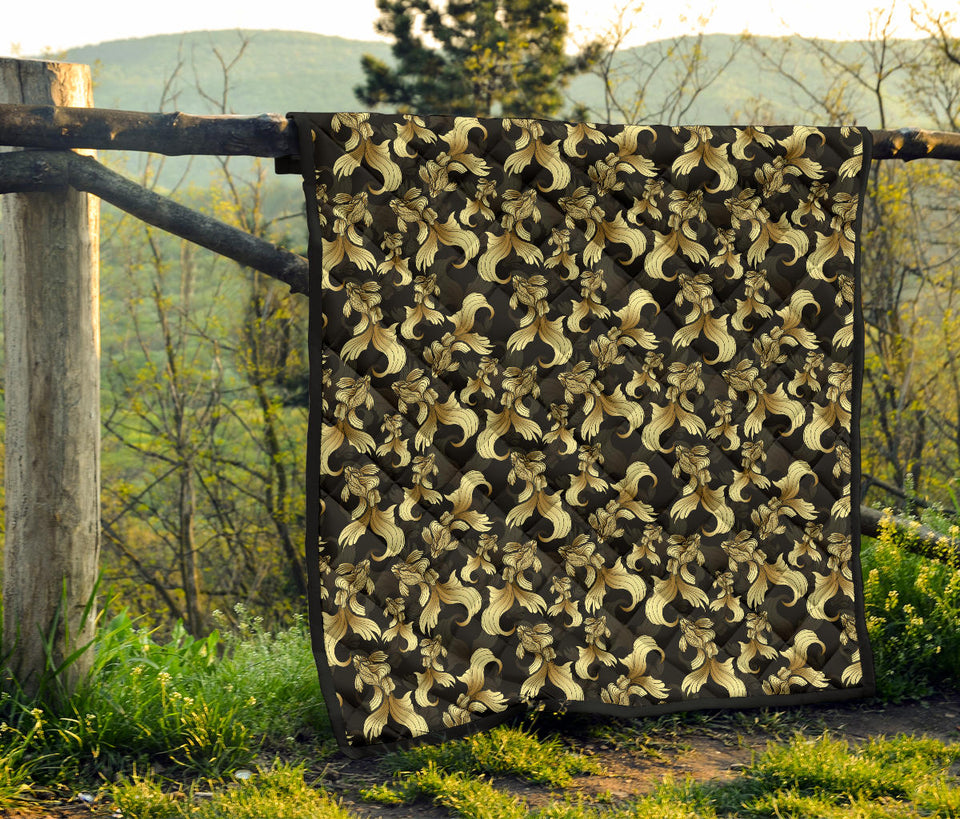 Goldfish Pattern Print Design 01 Premium Quilt