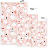 Cute Snowman Christmas Tree Snowpink Background Area Rug
