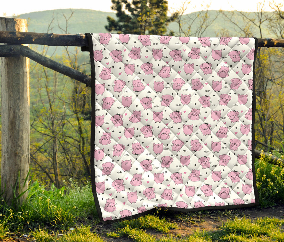 Pig Pattern Print Design 03 Premium Quilt