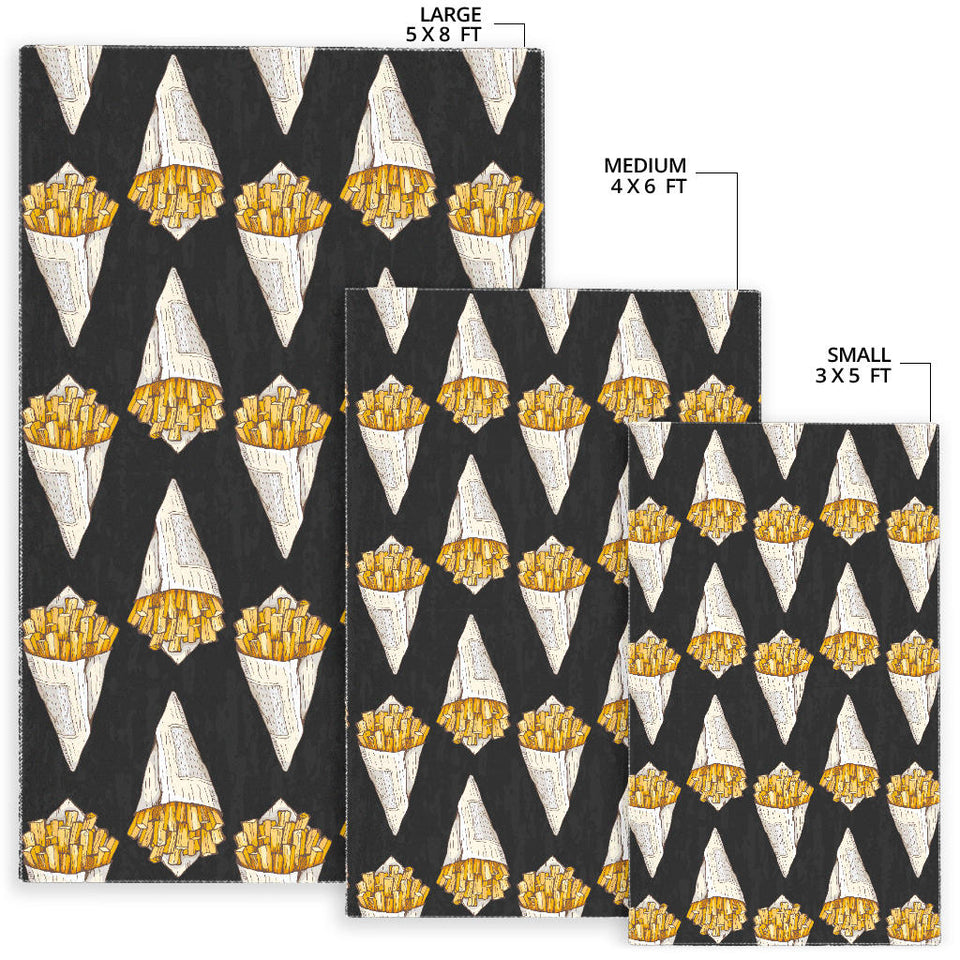 French Fries Dark Background Area Rug
