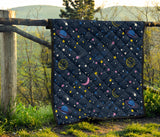 Space Pattern With Planets, Comets, Constellations And Stars Premium Quilt