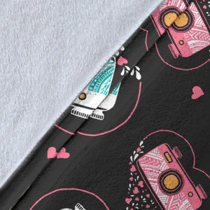 Camera Pattern Print Design 04 Premium Blanket