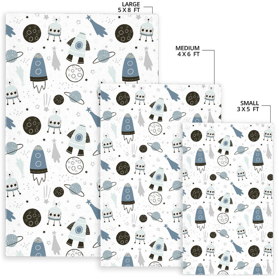 Hand Drawn Space Elements Space Rocket Star Planet Space Probe Area Rug