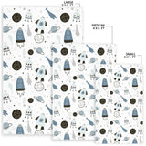 Hand Drawn Space Elements Space Rocket Star Planet Space Probe Area Rug