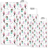 Cute Mermaid Dolphin Fish Starfish Pattern Area Rug