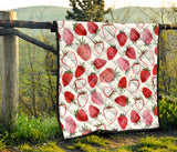 Watercolor Hand Drawn Beautiful Strawberry Pattern Premium Quilt