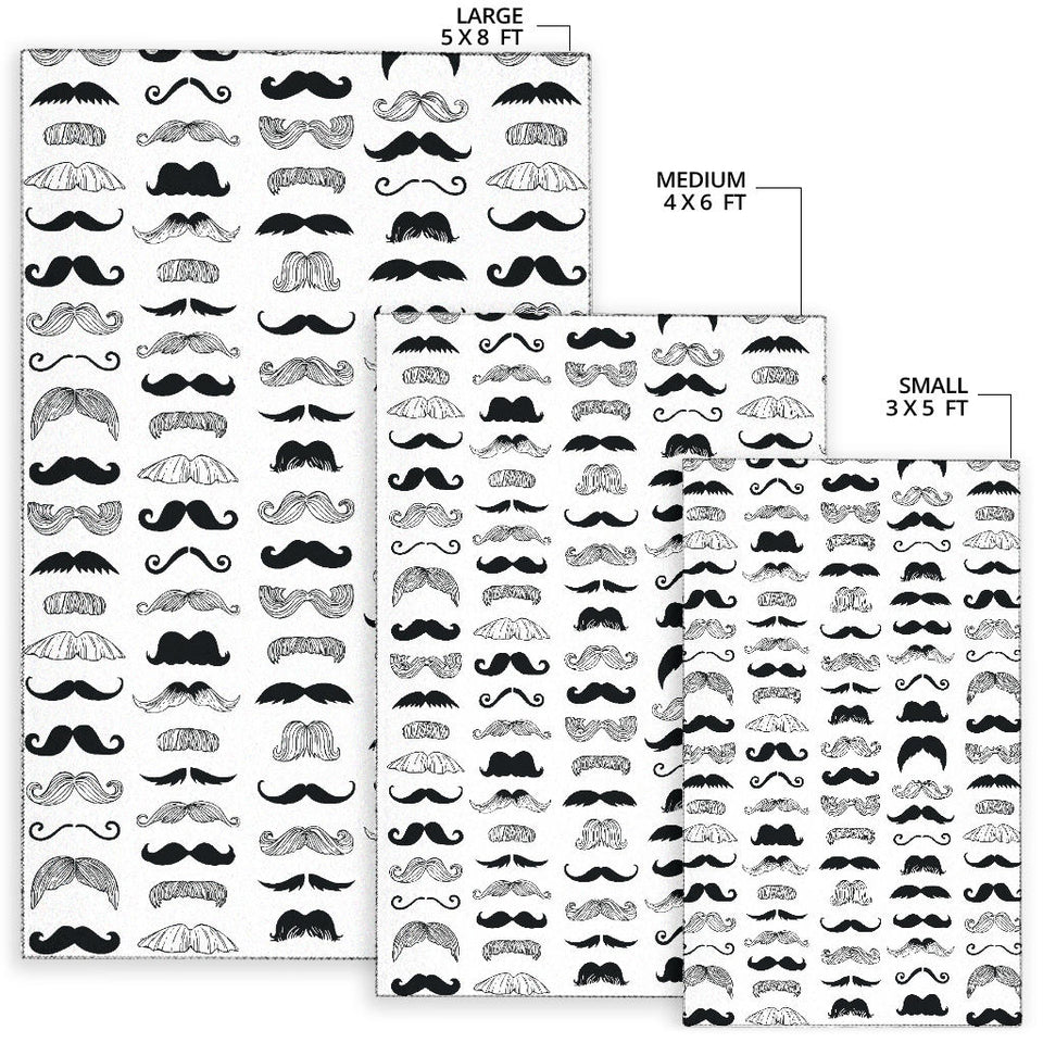 Mustache Beard Pattern Print Design 04 Area Rug
