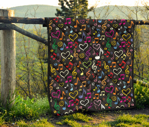 Music Notes Pattern Print Design 02 Premium Quilt