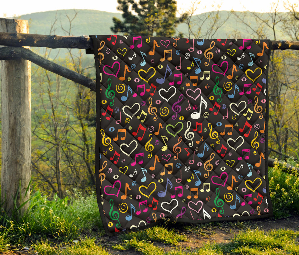 Music Notes Pattern Print Design 02 Premium Quilt