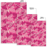 Beautiful Dragonfly Pink Background Area Rug