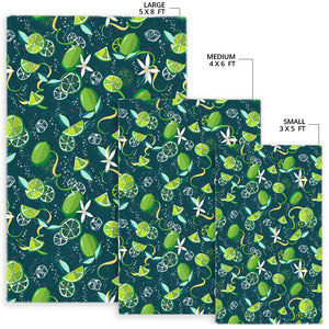 Lime Ice Flower Pattern Area Rug