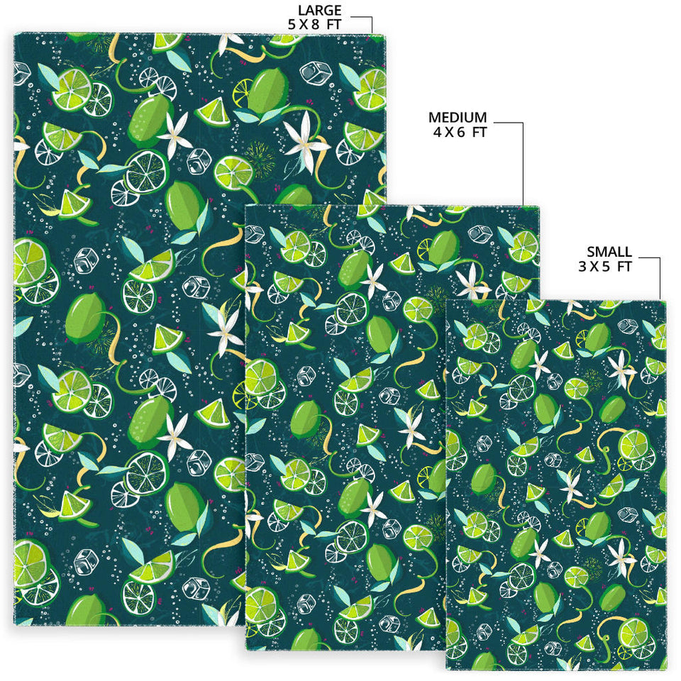 Lime Ice Flower Pattern Area Rug