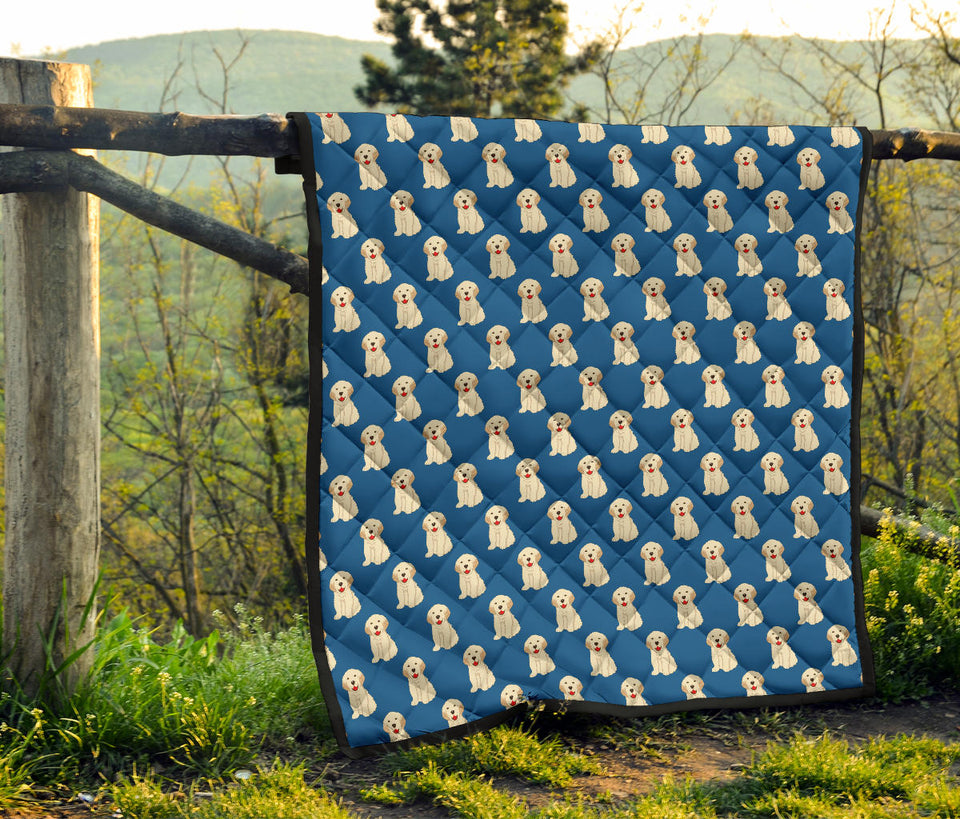 Golden Retriever Pattern Print Design 03 Premium Quilt