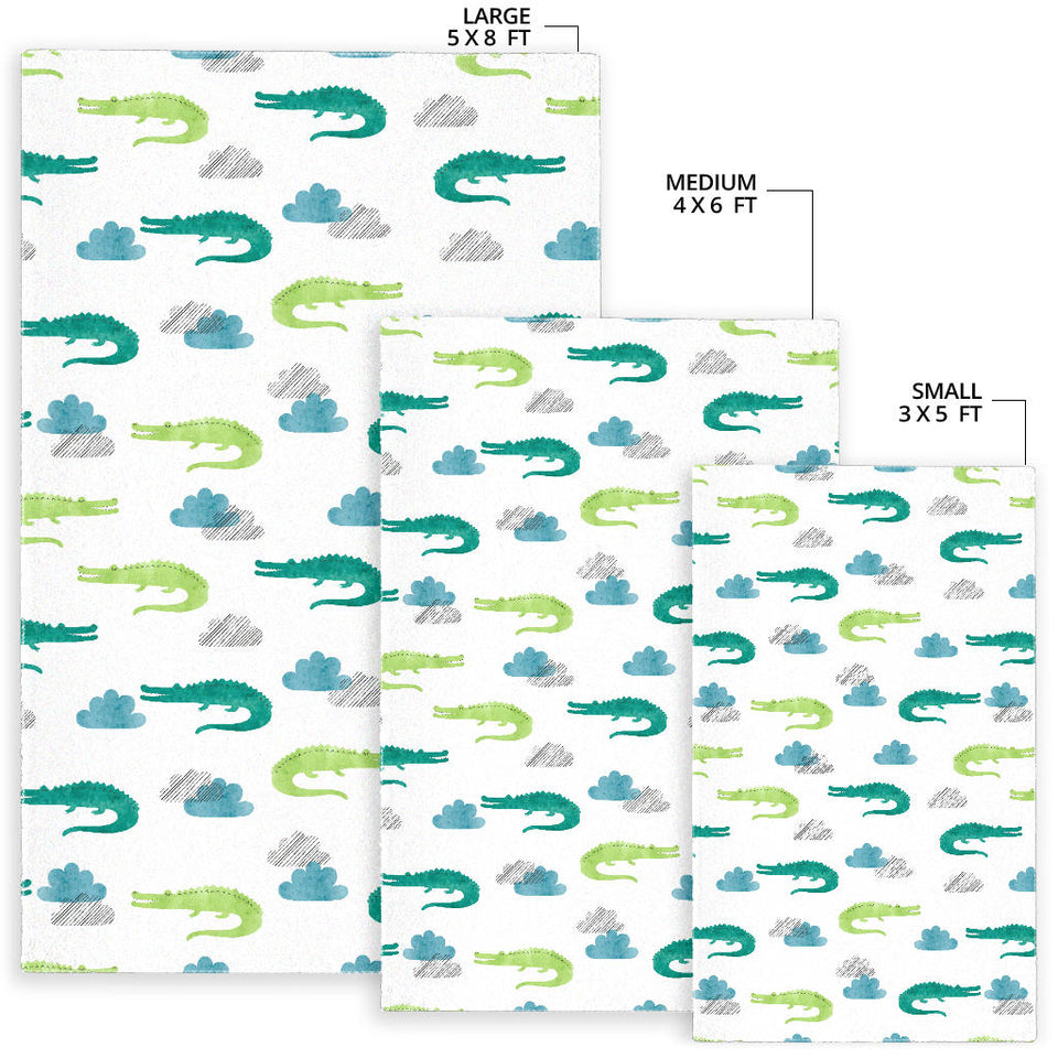 Watercolor Crocodile Pattern Area Rug