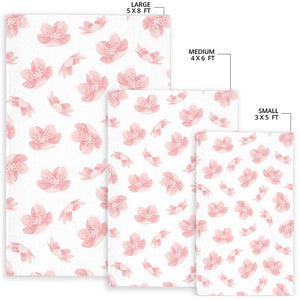Pink Sakura Cherry Blossom Pattern Area Rug