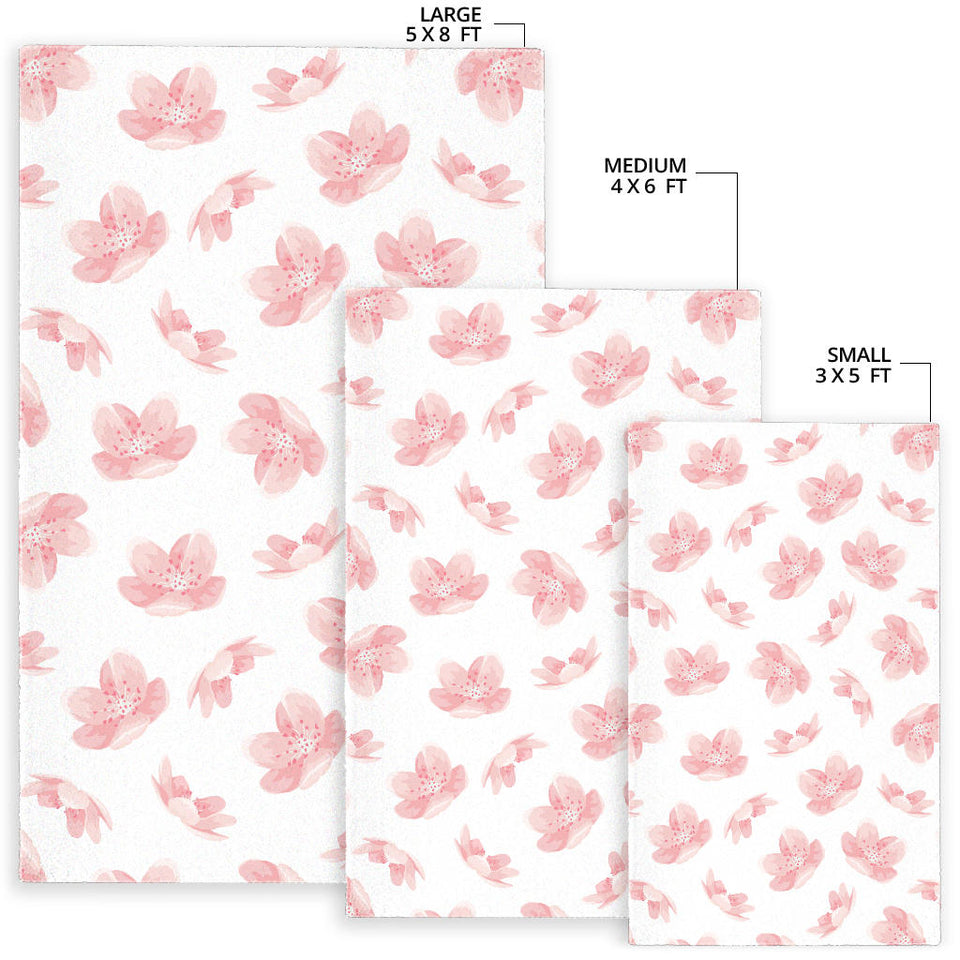 Pink Sakura Cherry Blossom Pattern Area Rug