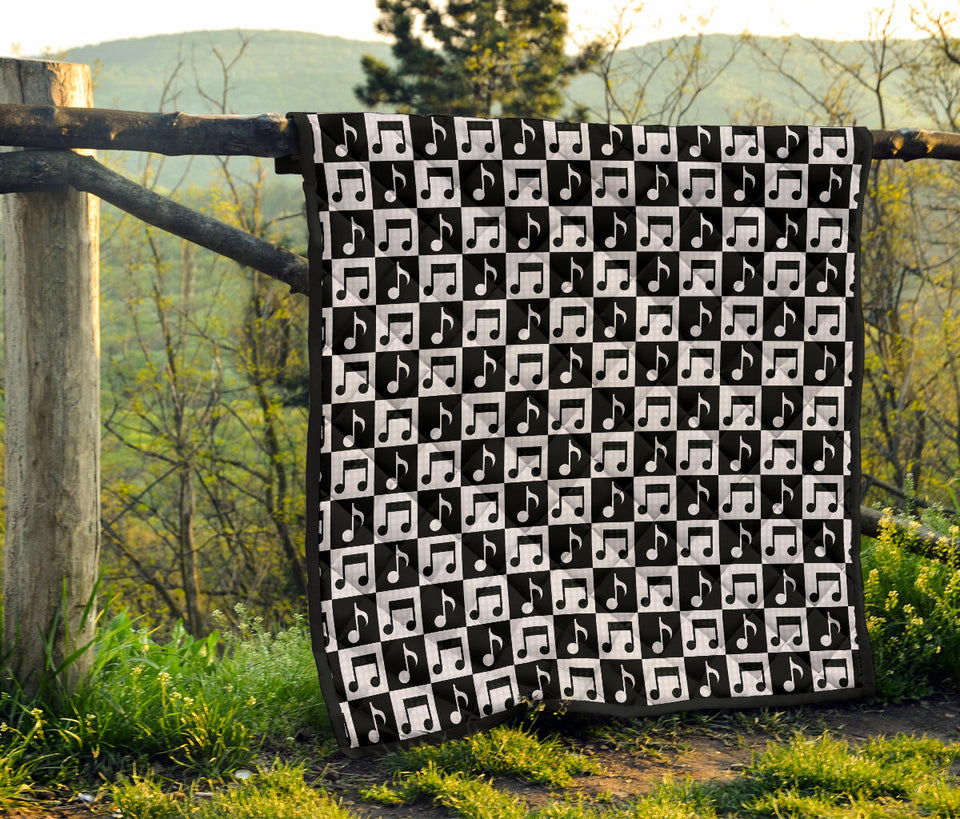 Music Notes Pattern Print Design 01 Premium Quilt