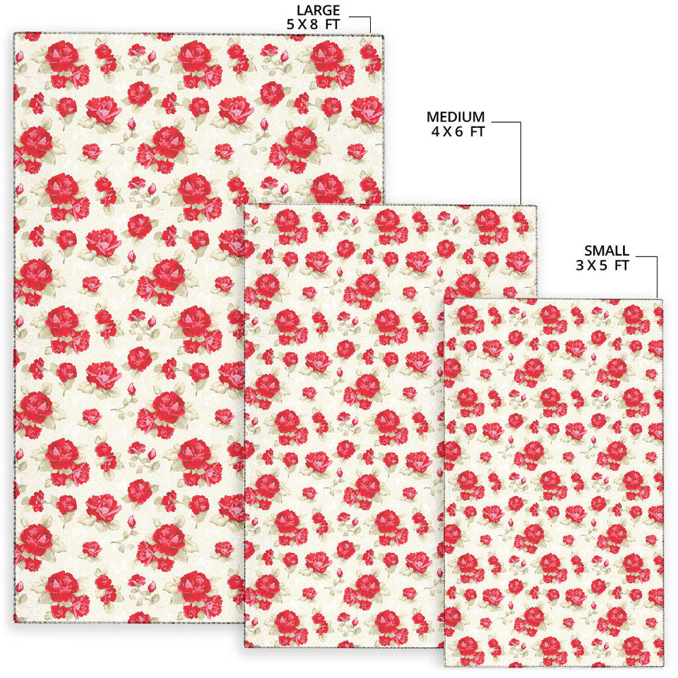 Rose Pattern Print Design 01 Area Rug