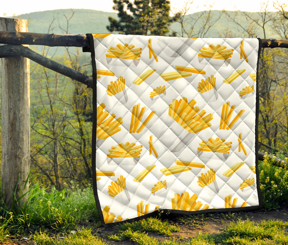 French Fries White Paper Box Pattern Premium Quilt