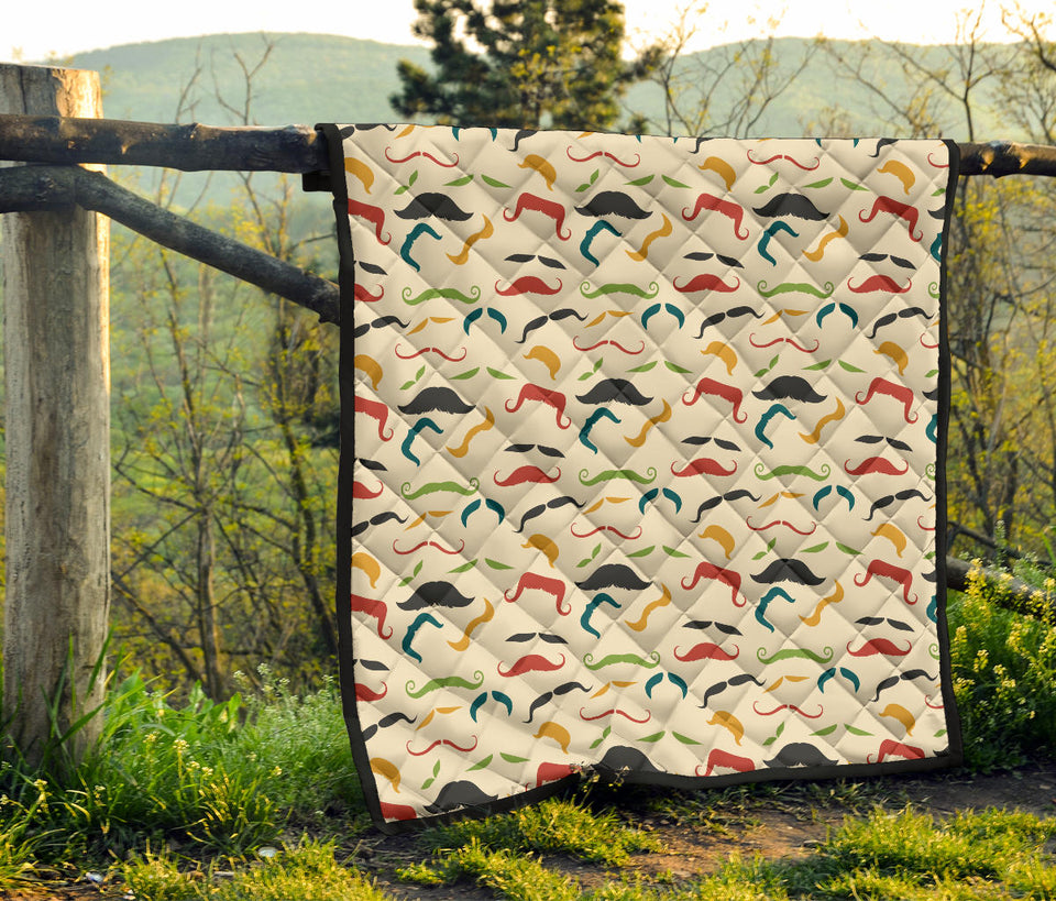 Mustache Beard Pattern Print Design 03 Premium Quilt